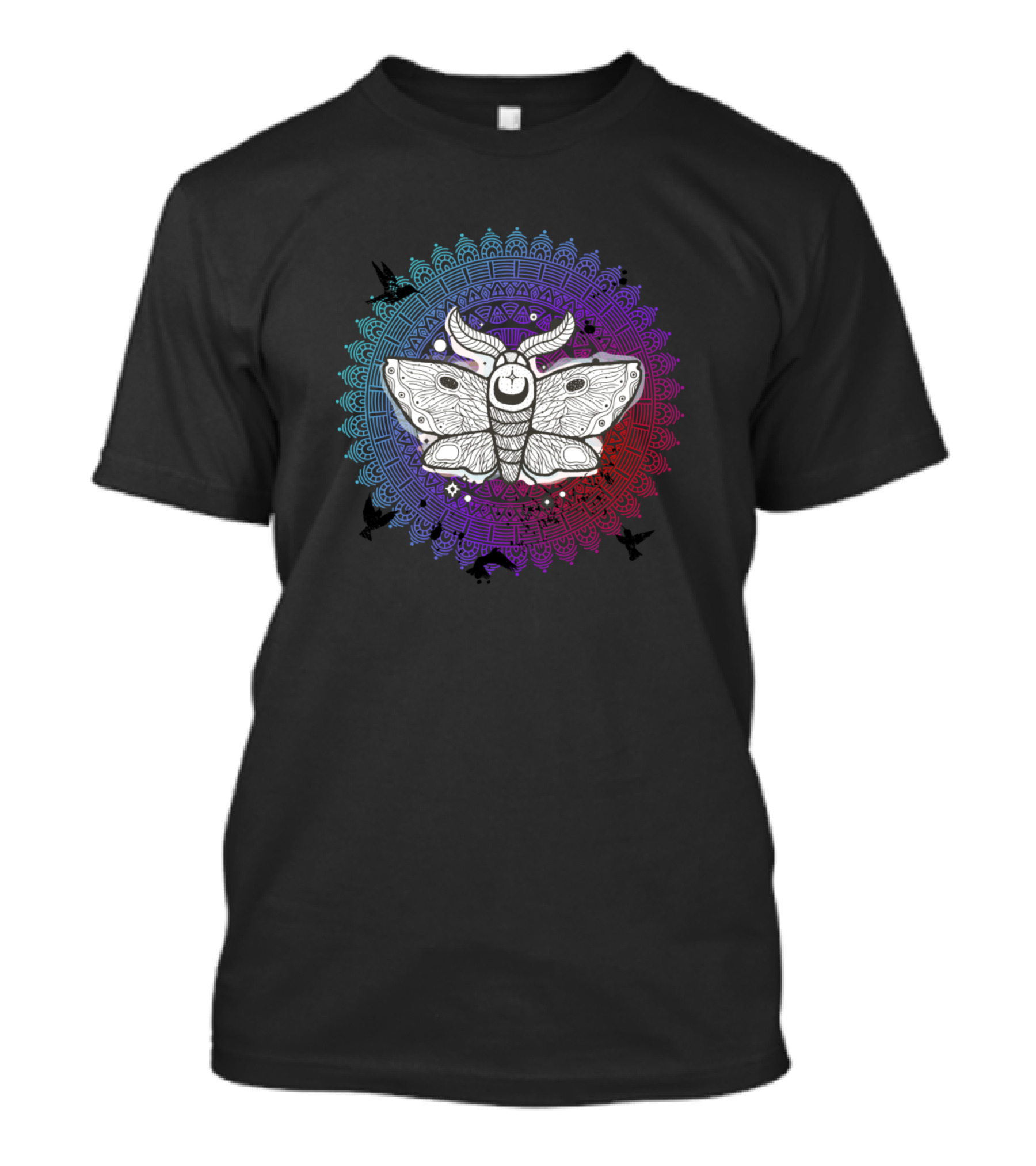 Butterfly Mandala With Colorful Symmetrical Pattern And Moth Motif T-Shirt