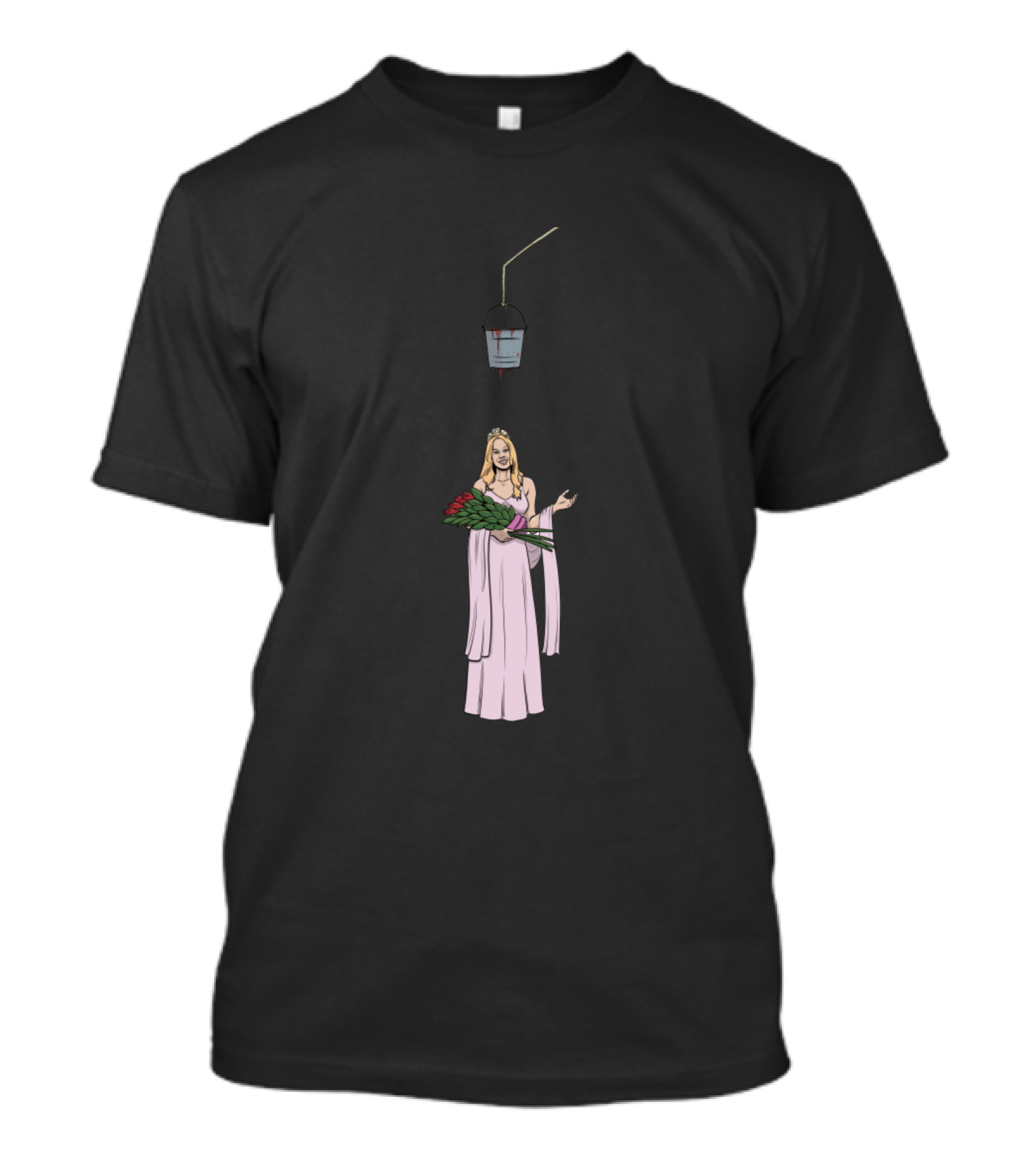 Carrie Prom Scene With Bucket Of Blood Graphic Double Sided T-Shirt