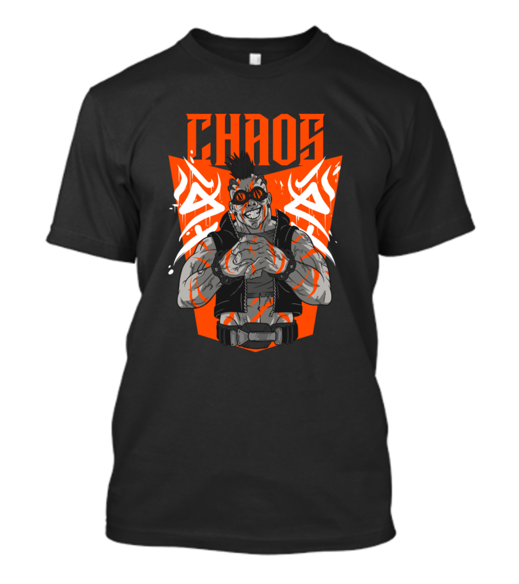 CHAOS Orange And Black Graffiti Warrior T-Shirt