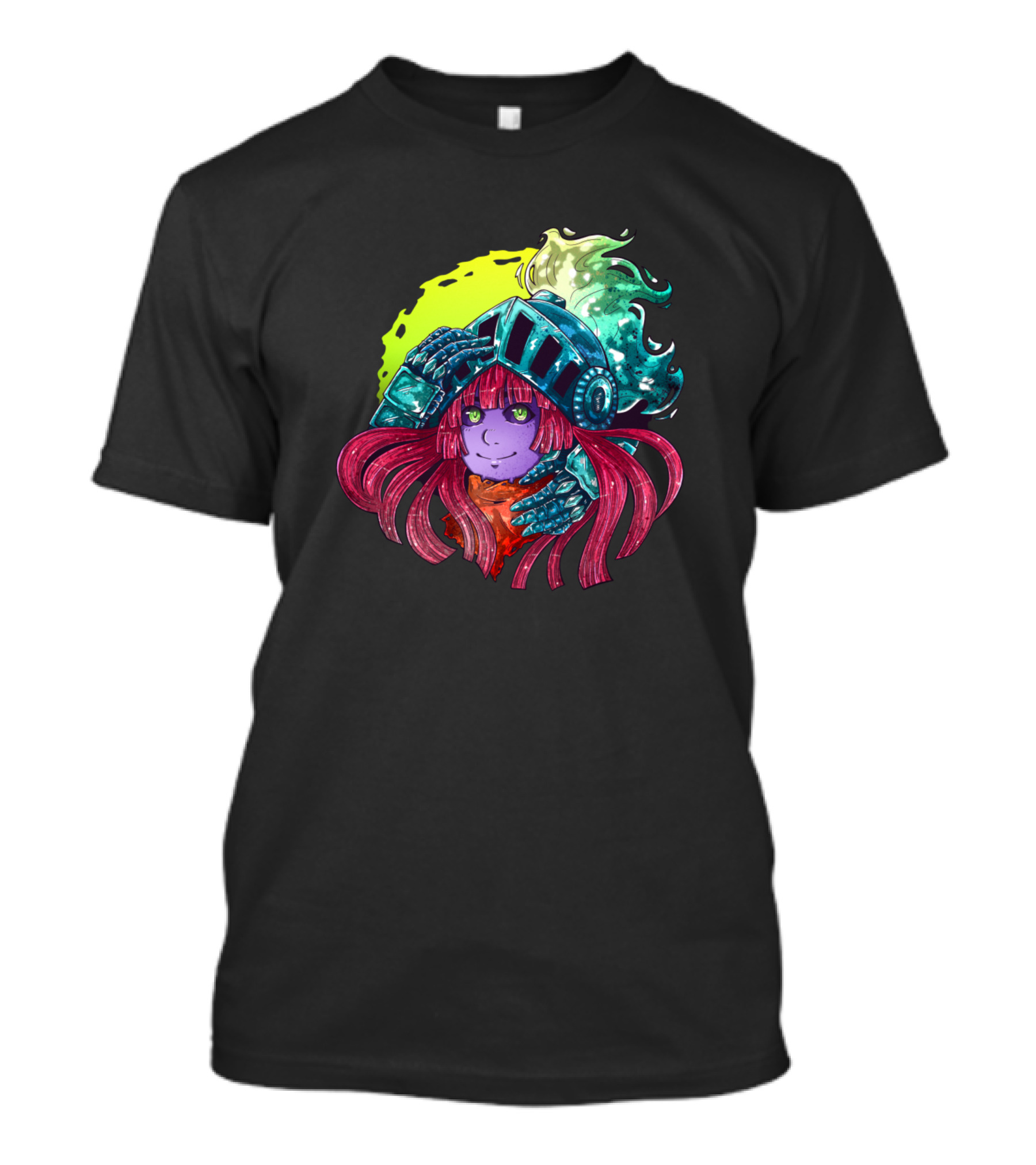 Dullahan Anime Headless Knight With Fiery Hair And Armor T-Shirt