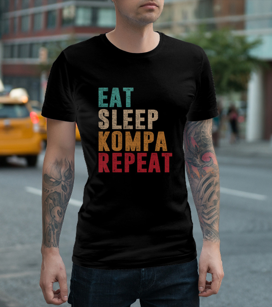 Eat Sleep Kompa Repeat Multi-Color Text T-Shirt