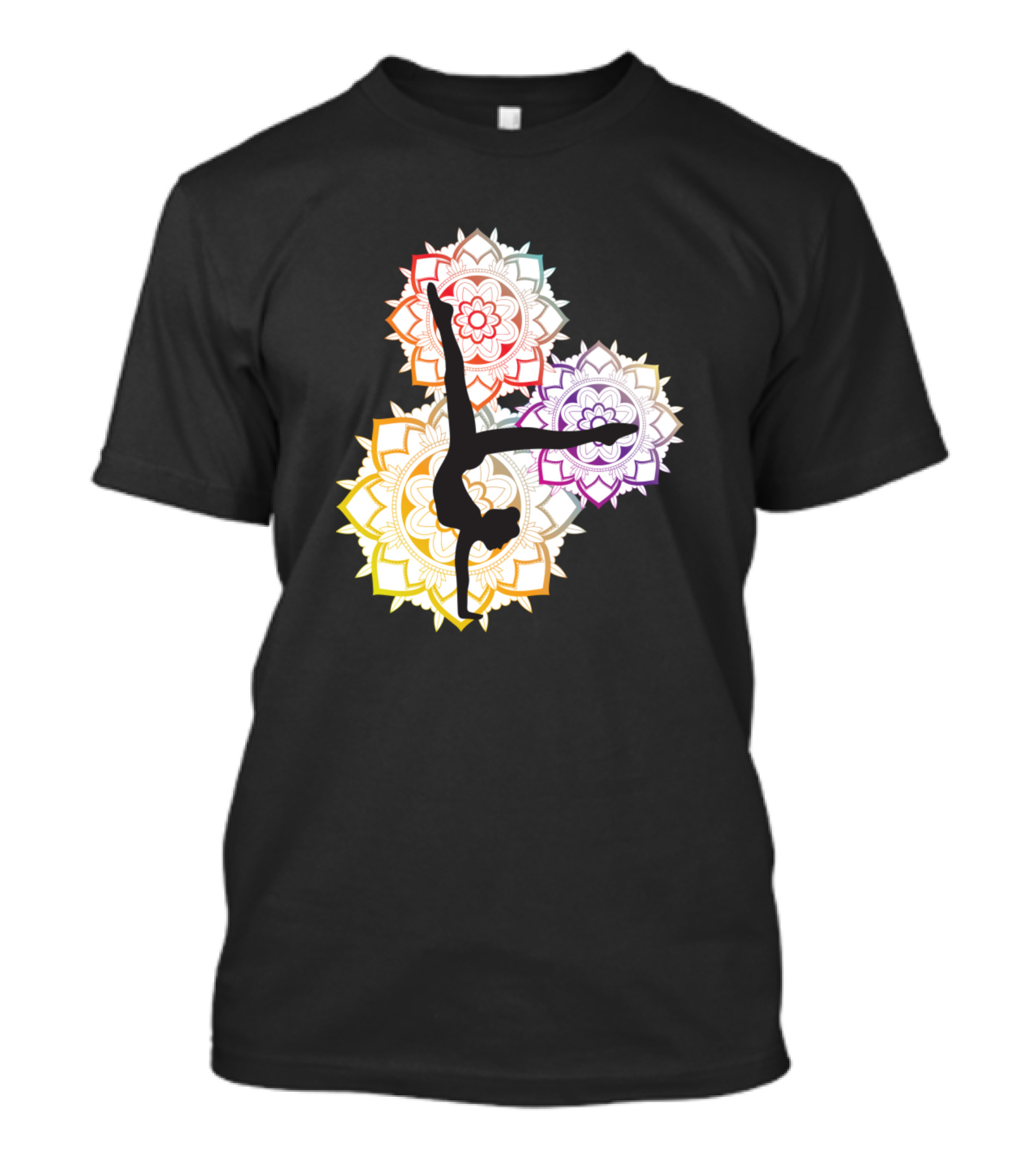 Rainbow Mandala And Flexible Yoga Pose T-Shirt