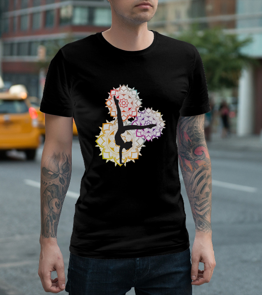 Rainbow Mandala And Flexible Yoga Pose T-Shirt