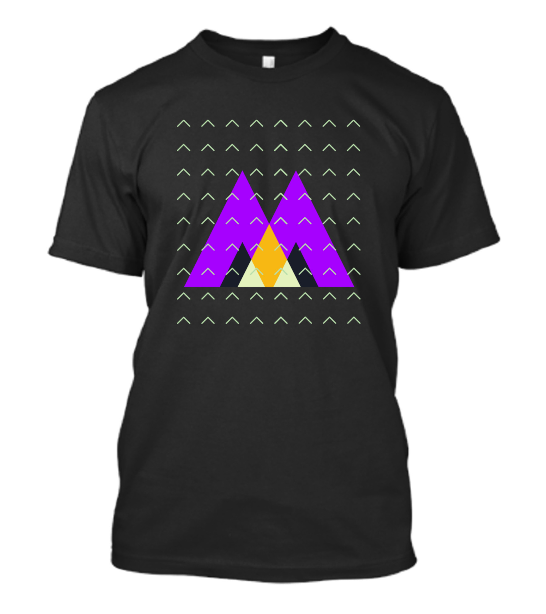 Geometric Triangles And Arrows Pattern With Purple And Yellow Shapes T-Shirt