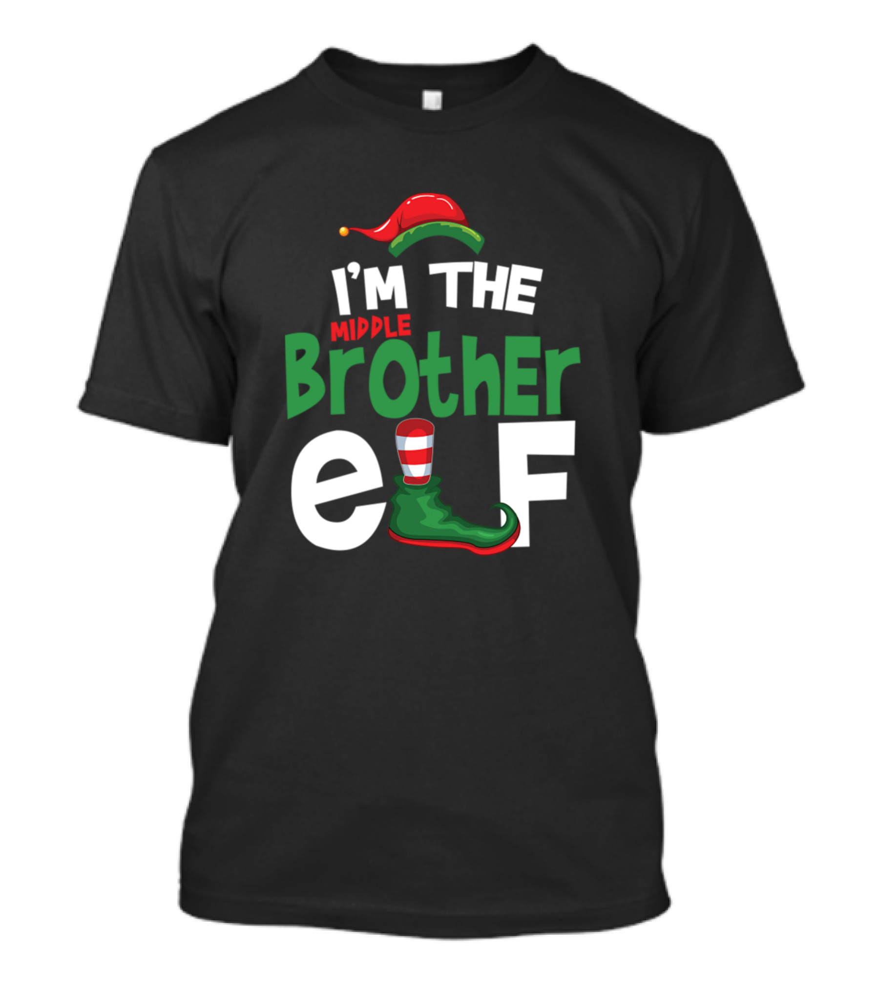 I'm The Middle Brother Elf Christmas Hat And Shoe T-Shirt