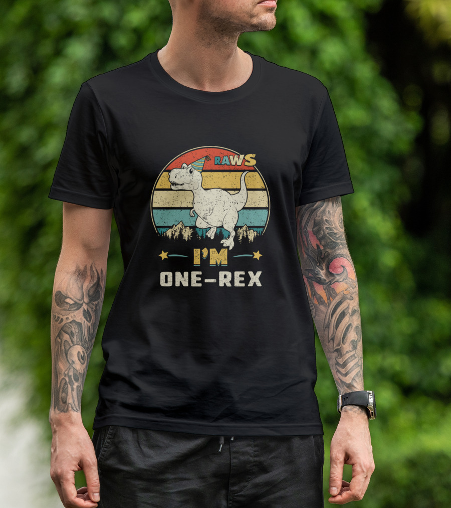 RAWS Dinosaur I'm One-Rex Birthday Boy T-Shirt
