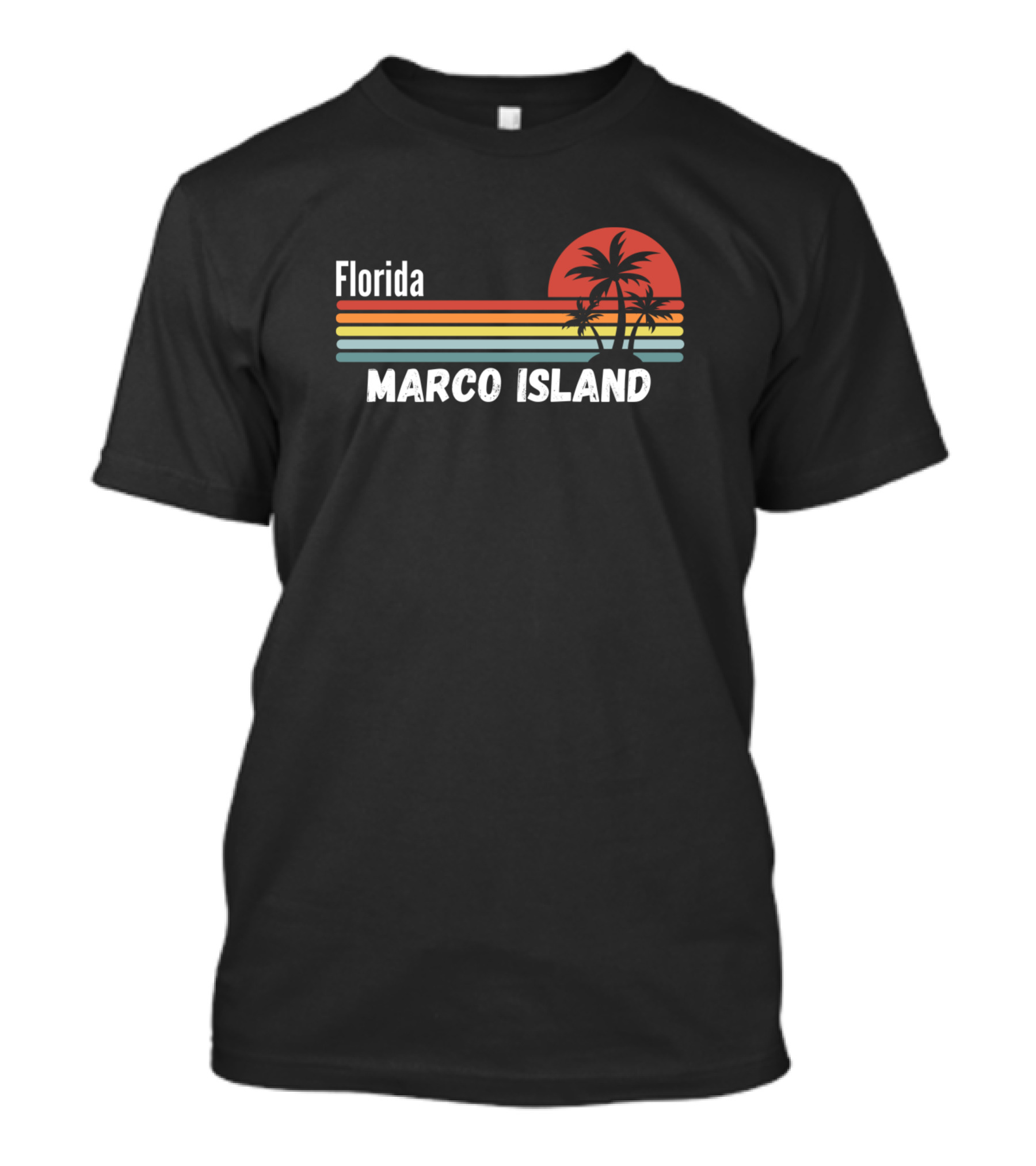 Florida Marco Island Sunset Palm Retro T-Shirt