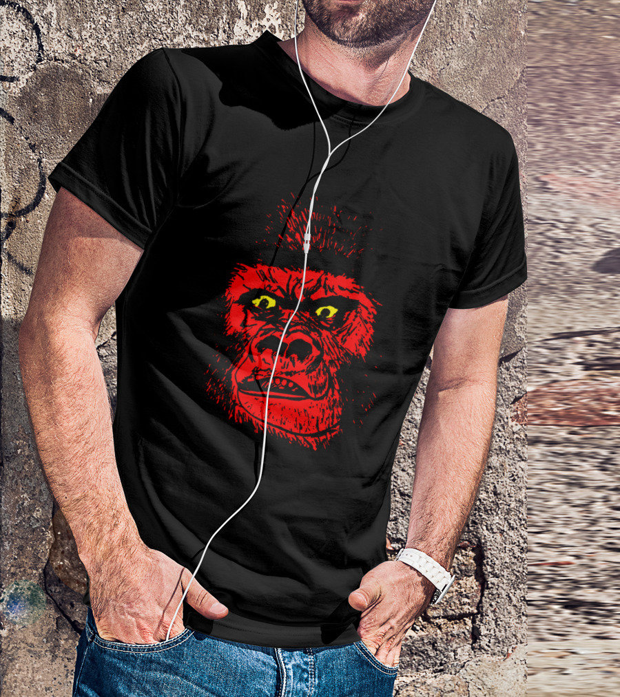 Scary Red Gorilla Face With Intense Yellow Eyes T-Shirt