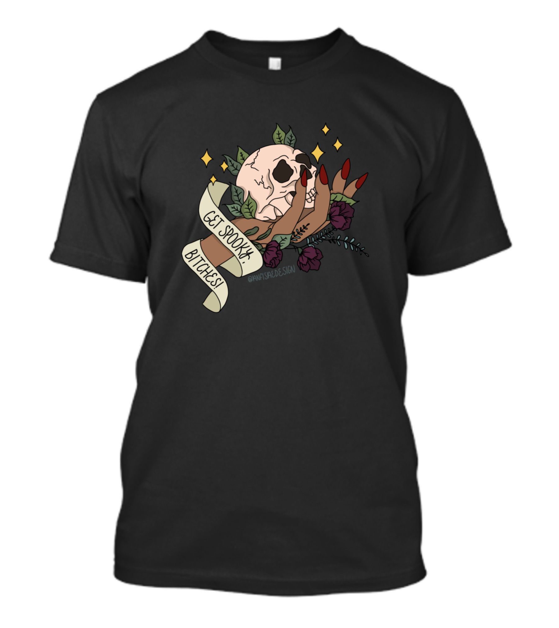 Get Spooky Bitches Skull And Roses T-Shirt