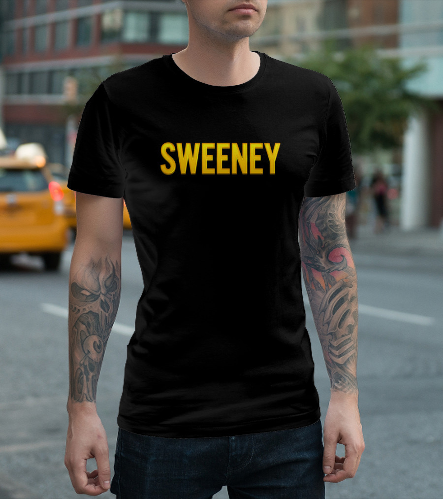 Sweeney Family Name Bold Yellow Typography T-Shirt