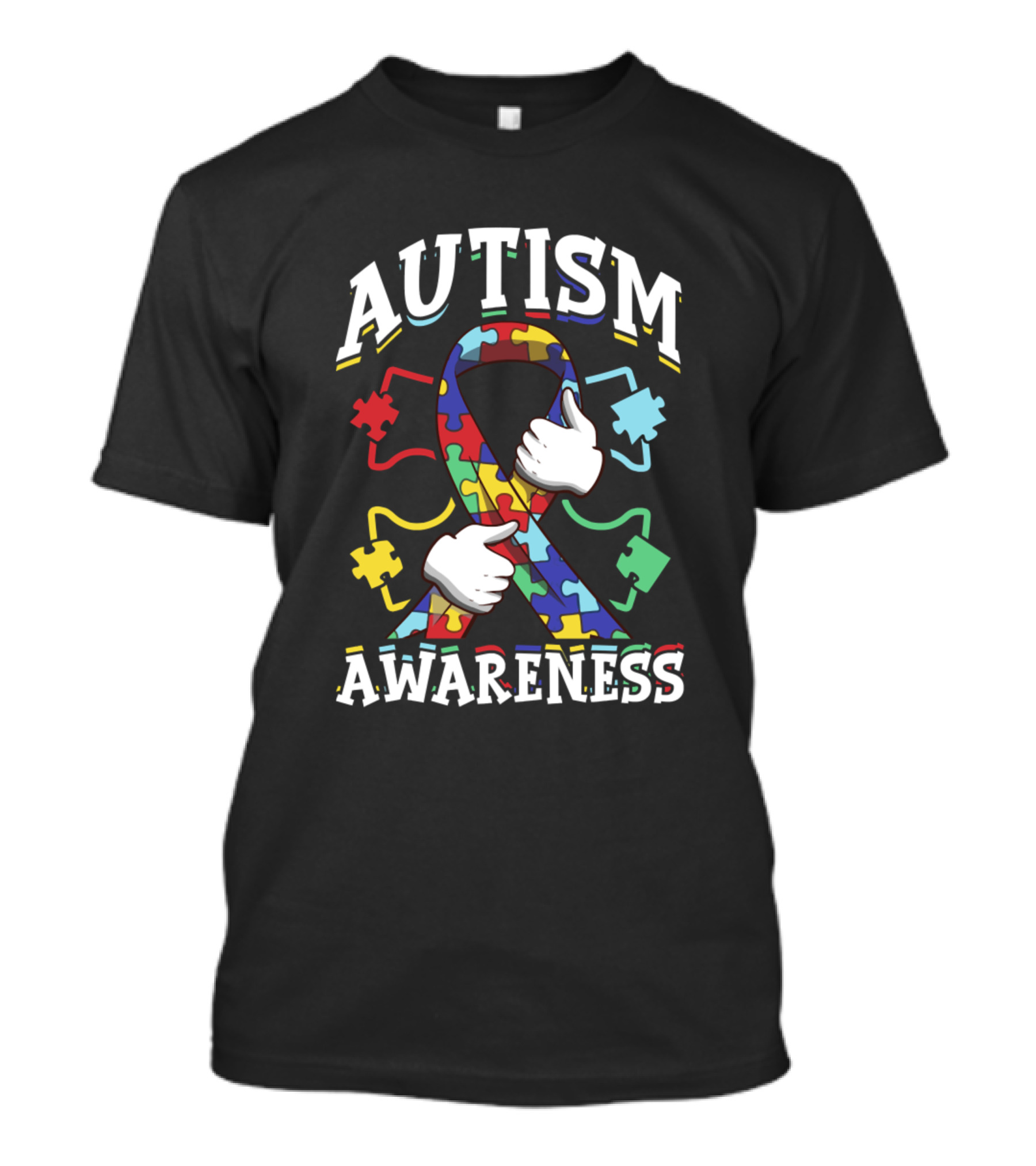 Autism Awareness Ribbon Puzzle Pieces With Hands T-Shirt