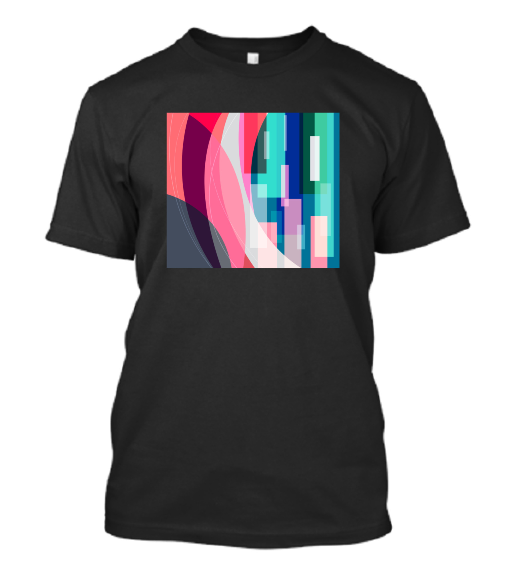 Colorful Geometrical Abstract Multicolor Rectangles And Curves T-Shirt