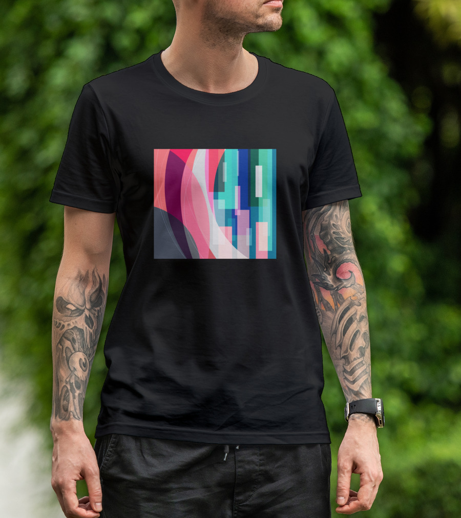 Colorful Geometrical Abstract Multicolor Rectangles And Curves T-Shirt