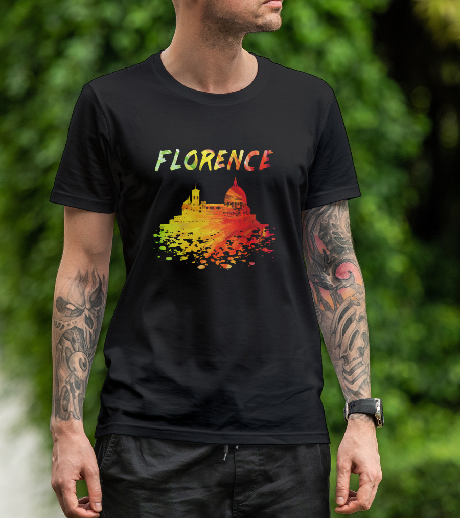 Florence Skyline Colorful Italy Cityscape T-Shirt