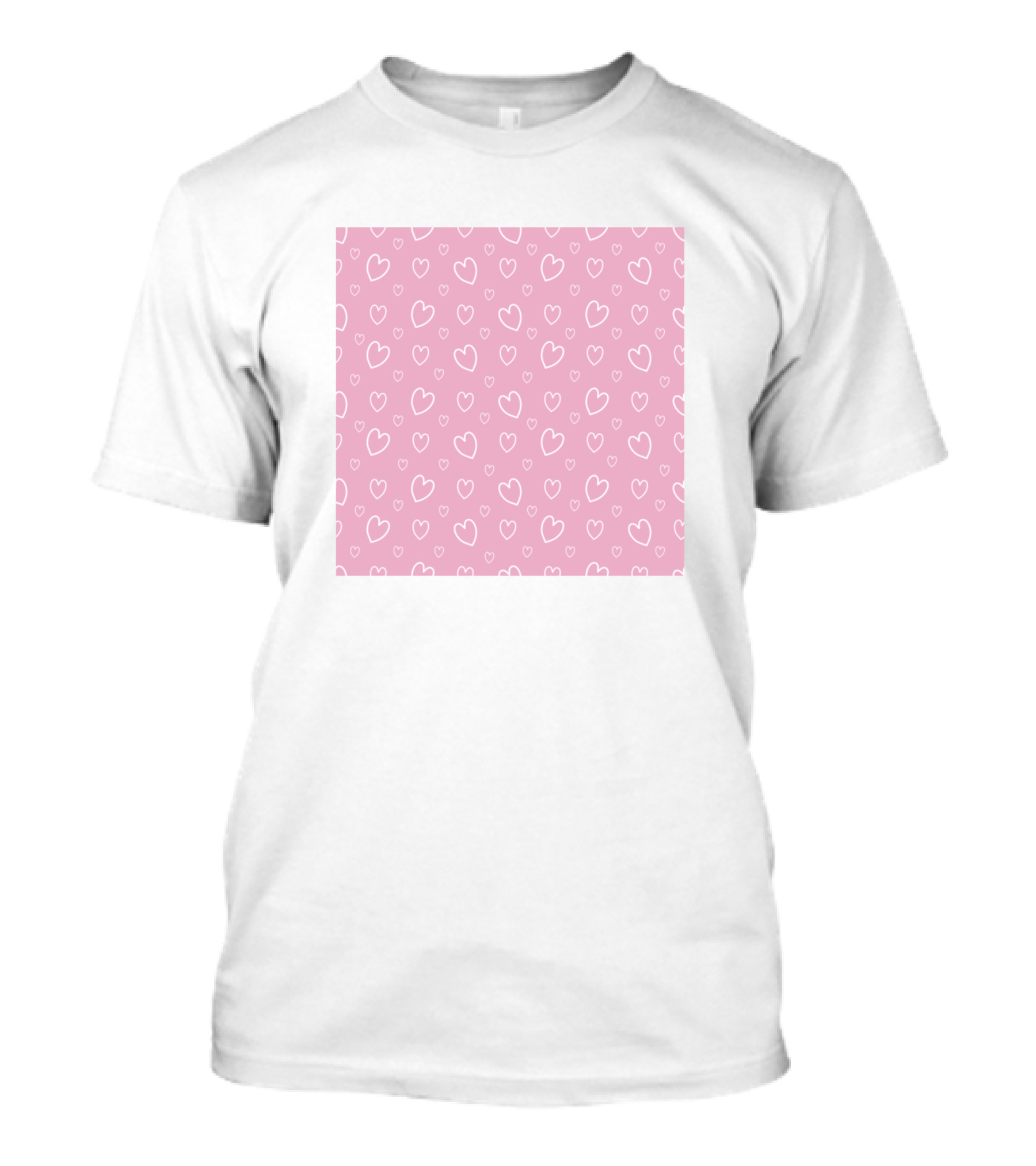 Hearts Pattern Pink And White Repeating T-Shirt