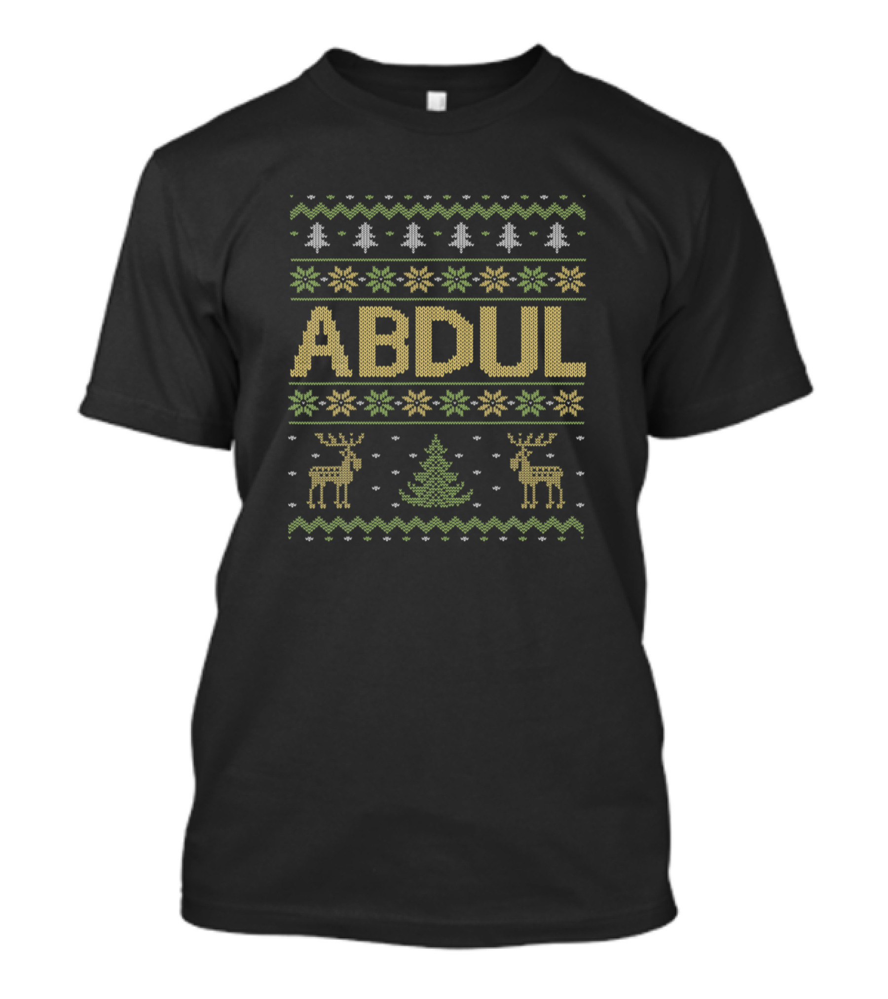 Abdul Ugly Christmas Sweater Reindeer And Tree T-Shirt