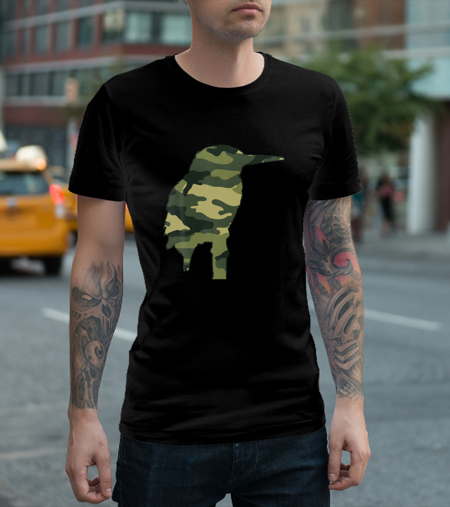 Military Kingfisher Camo Bird Print US Veteran Men T-Shirt