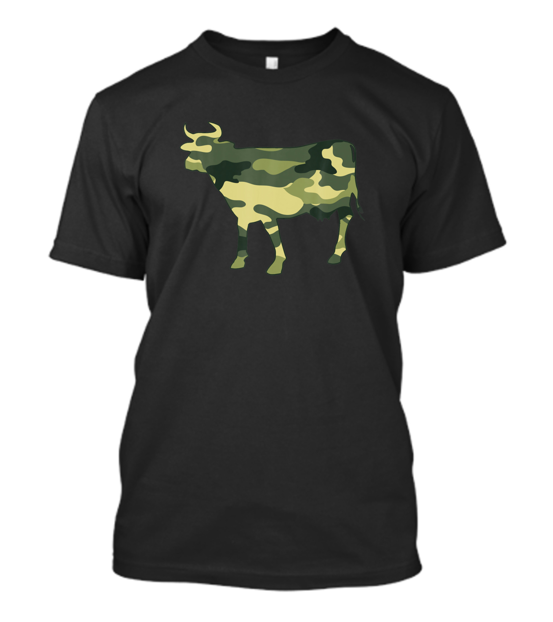 Military Camo Ox Print Men US Cattle Oxen Veteran T-Shirt