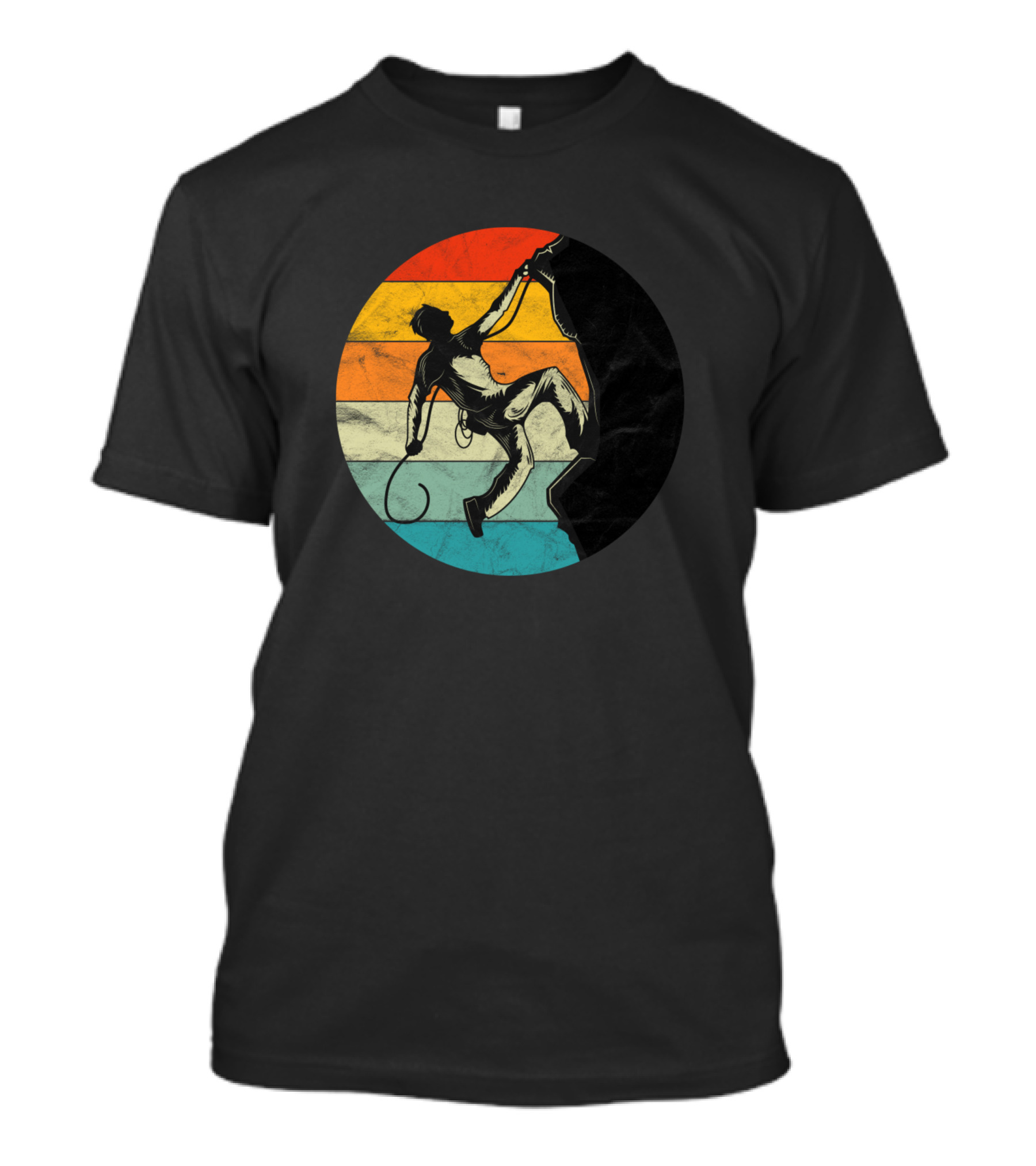 Mountaineering Mountain Climbing Sunset Vintage Retro Stripes T-Shirt