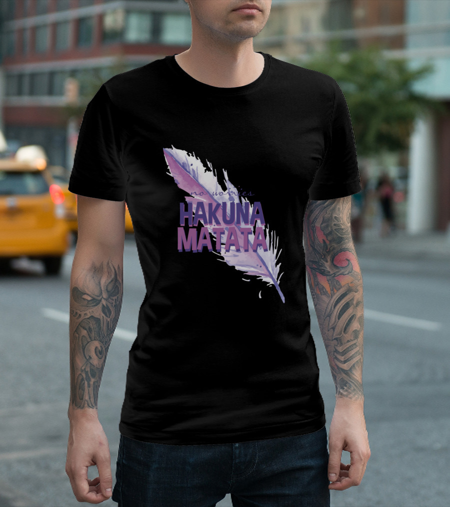 No Worries Hakuna Matata Purple Feather T-Shirt