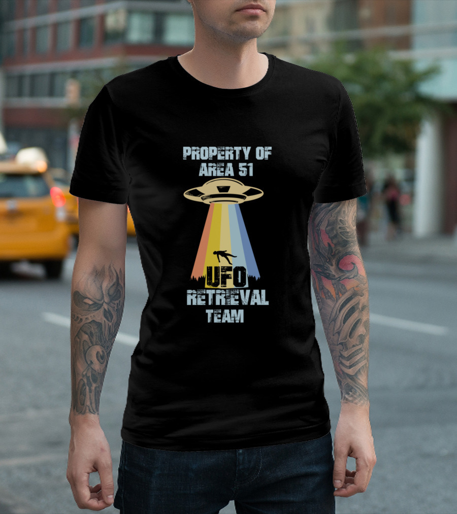 Property Of Area 51 UFO Retrieval Team Alien Spaceship Beam T-Shirt