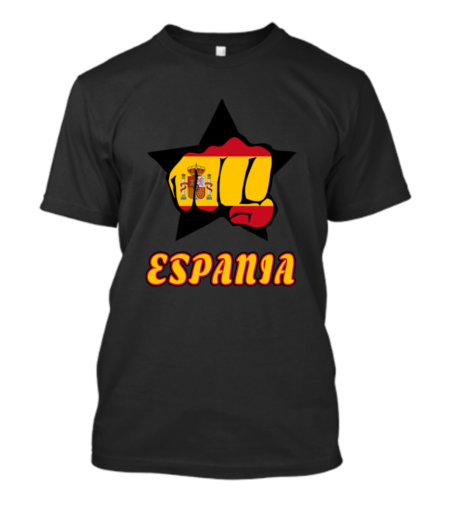 Fist With Spain National Flag Emblem And Espana Text T-Shirt