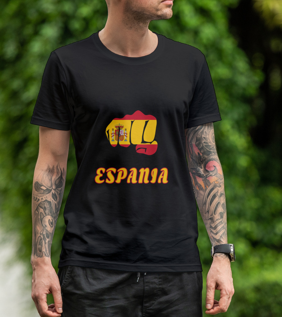Fist With Spain National Flag Emblem And Espana Text T-Shirt