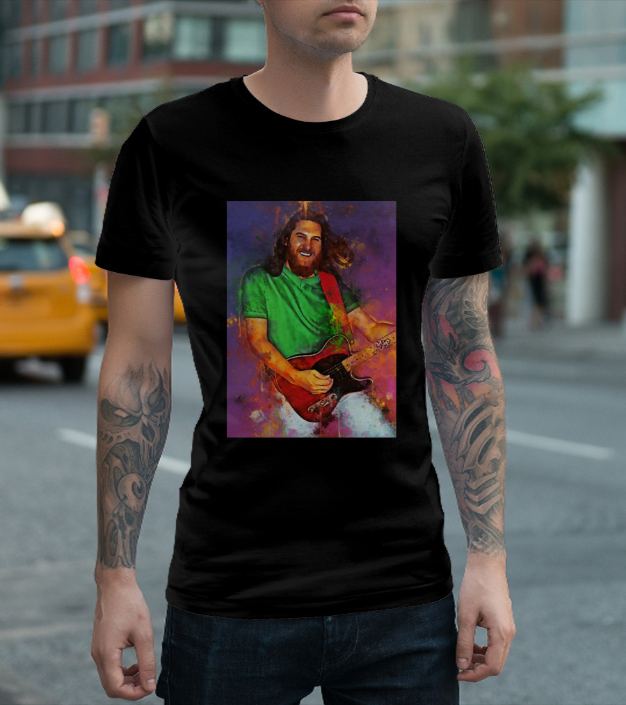 Steve Cropper Vibrant Performance with Electric Guitar T-Shirt