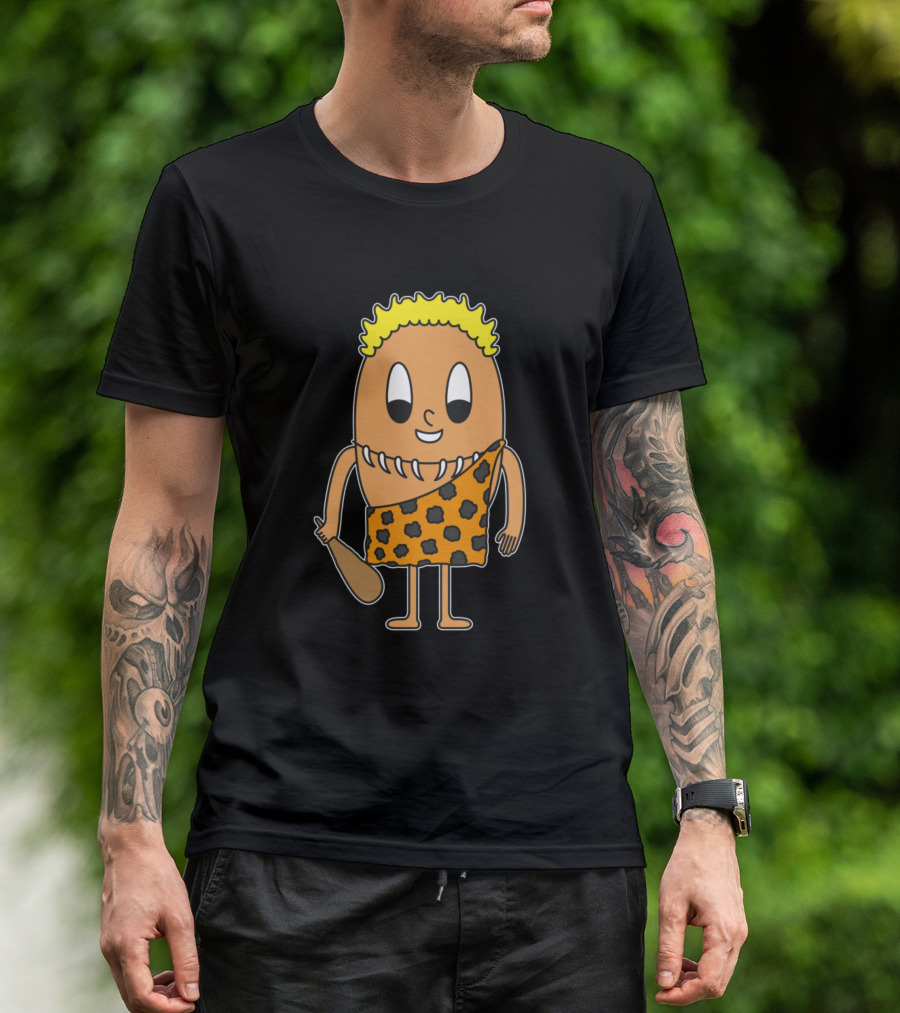 Stone Age Cartoon Caveman Egg Character T-Shirt