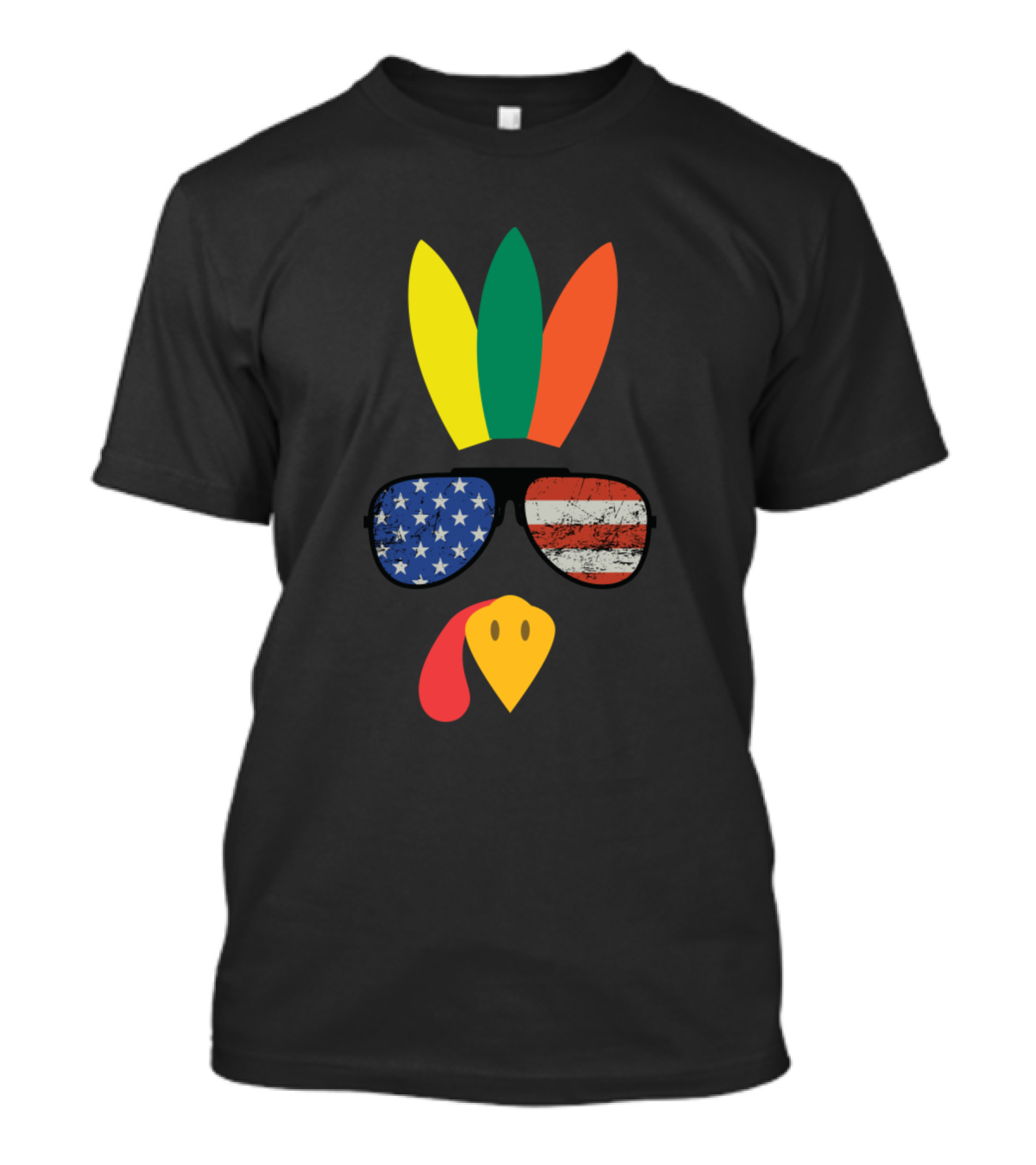 Thanksgiving Turkey Sunglasses American Flag Colors T-Shirt