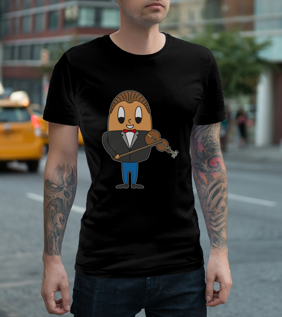 Violinist Egg Cartoon Character Orchestra T-Shirt