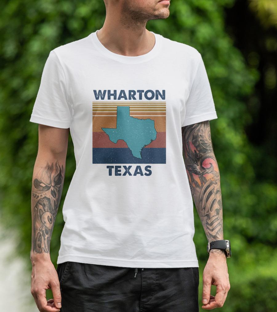 Wharton Texas Retro State Map T-Shirt