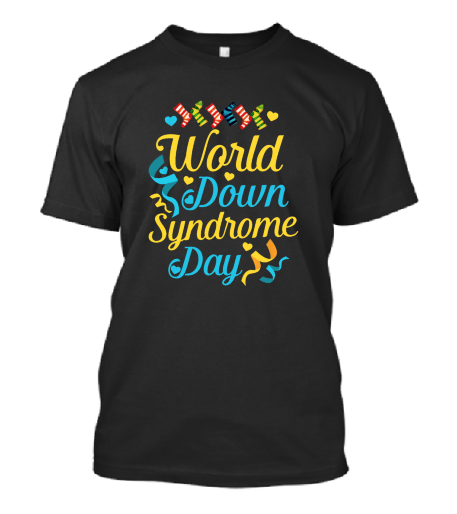 World Down Syndrome Day Colorful Socks Hearts And Ribbons T-Shirt