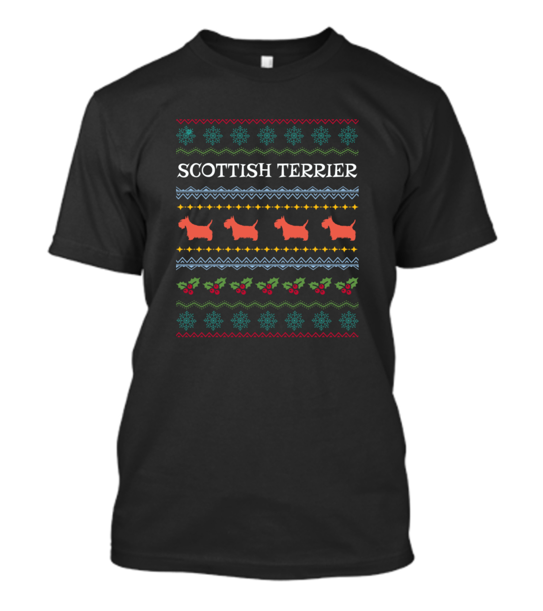 Scottish Terrier Xmas UglyDogs Lover Holiday T-Shirt