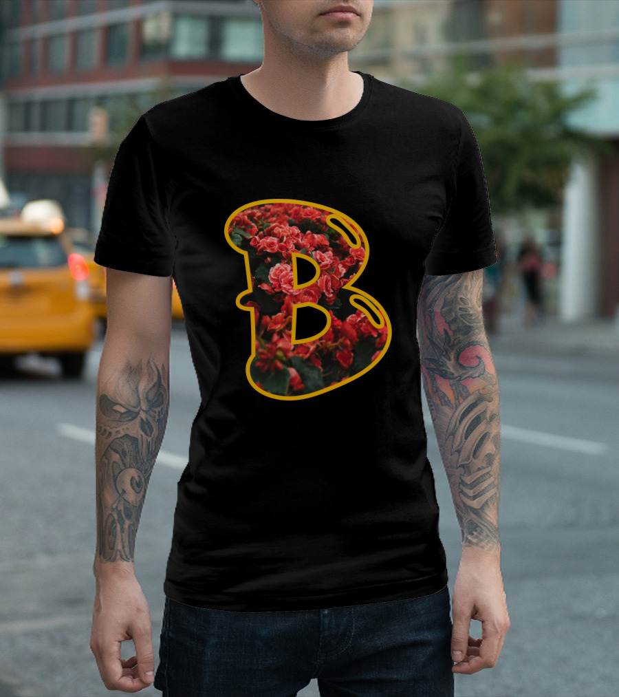 Red Floral Greek Letter B T-Shirt