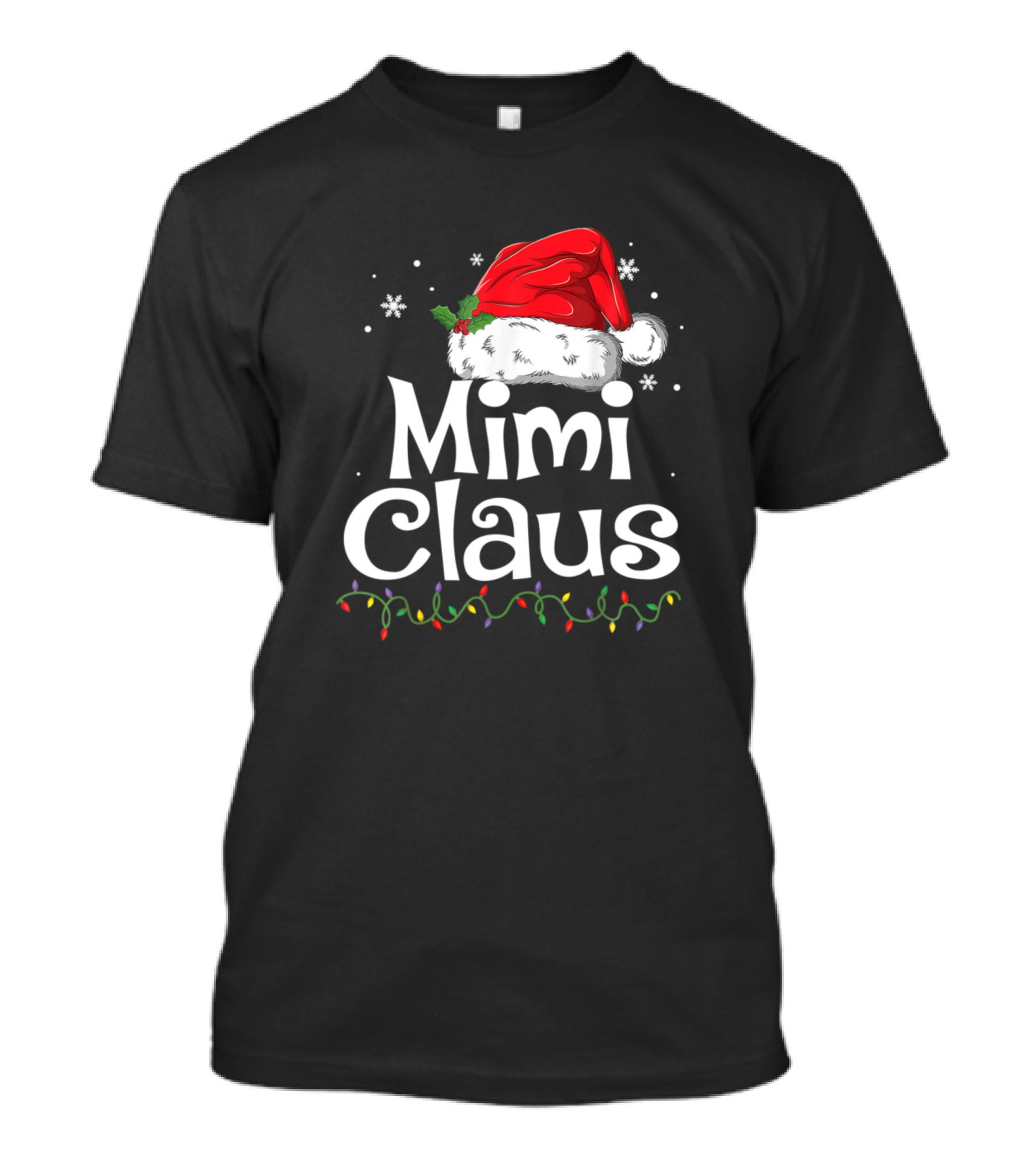 Mimi Claus Christmas Santa Hat Holiday Lights T-Shirt