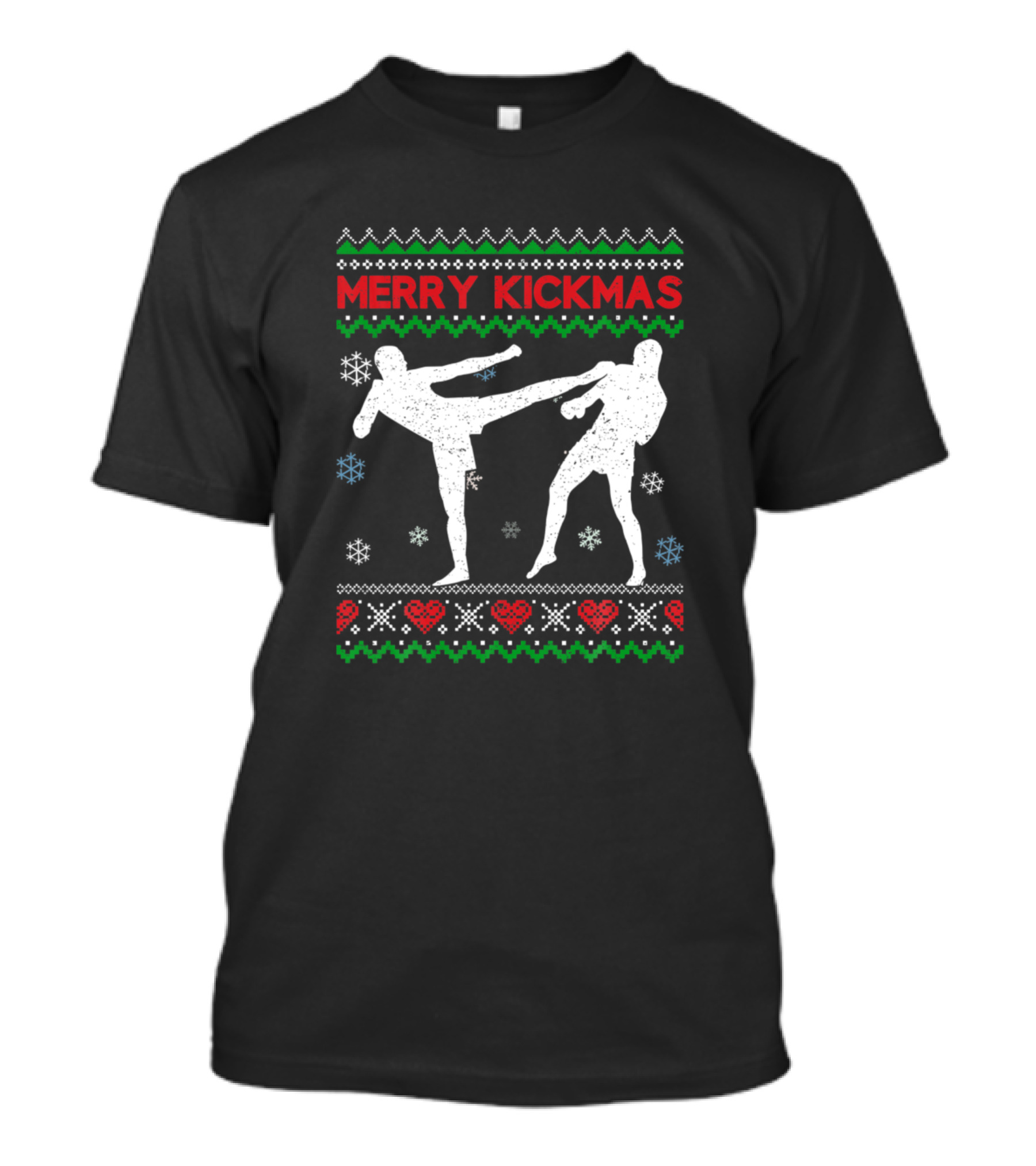 Kickboxing Merry Kickmas Ugly Christmas Martial Arts Snowflake T-Shirt