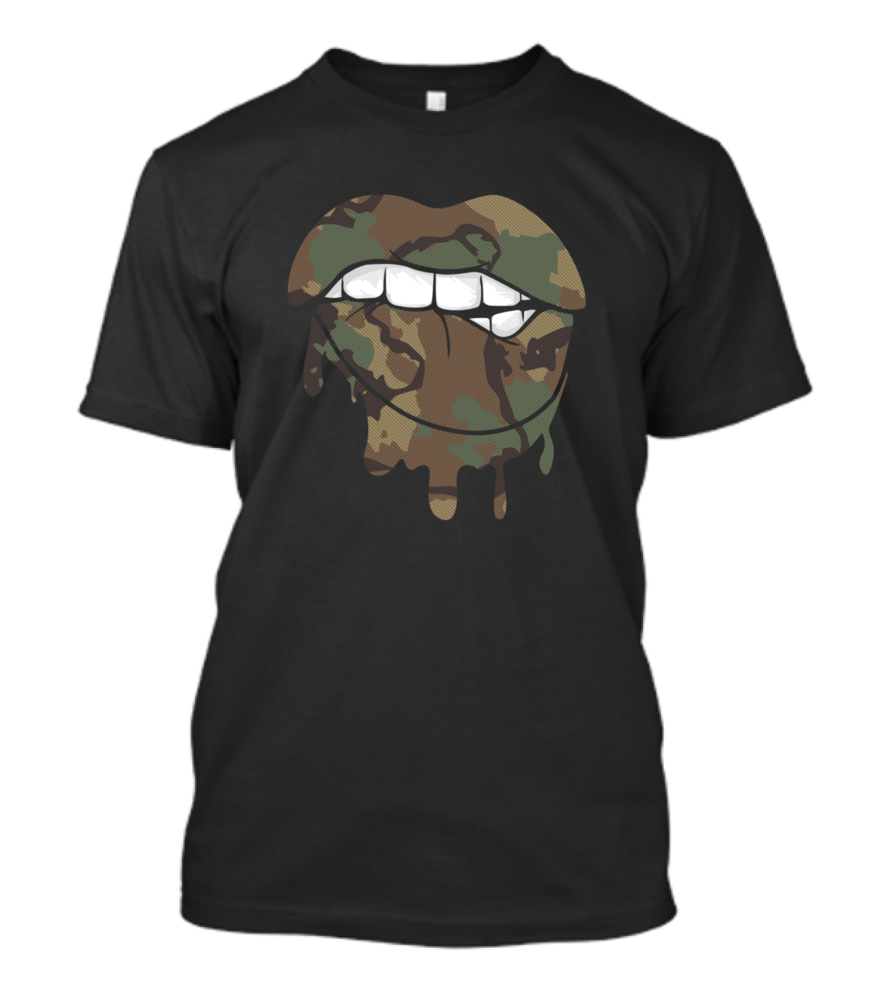 Lips Biting Dripping Camo Camouflage T-Shirt