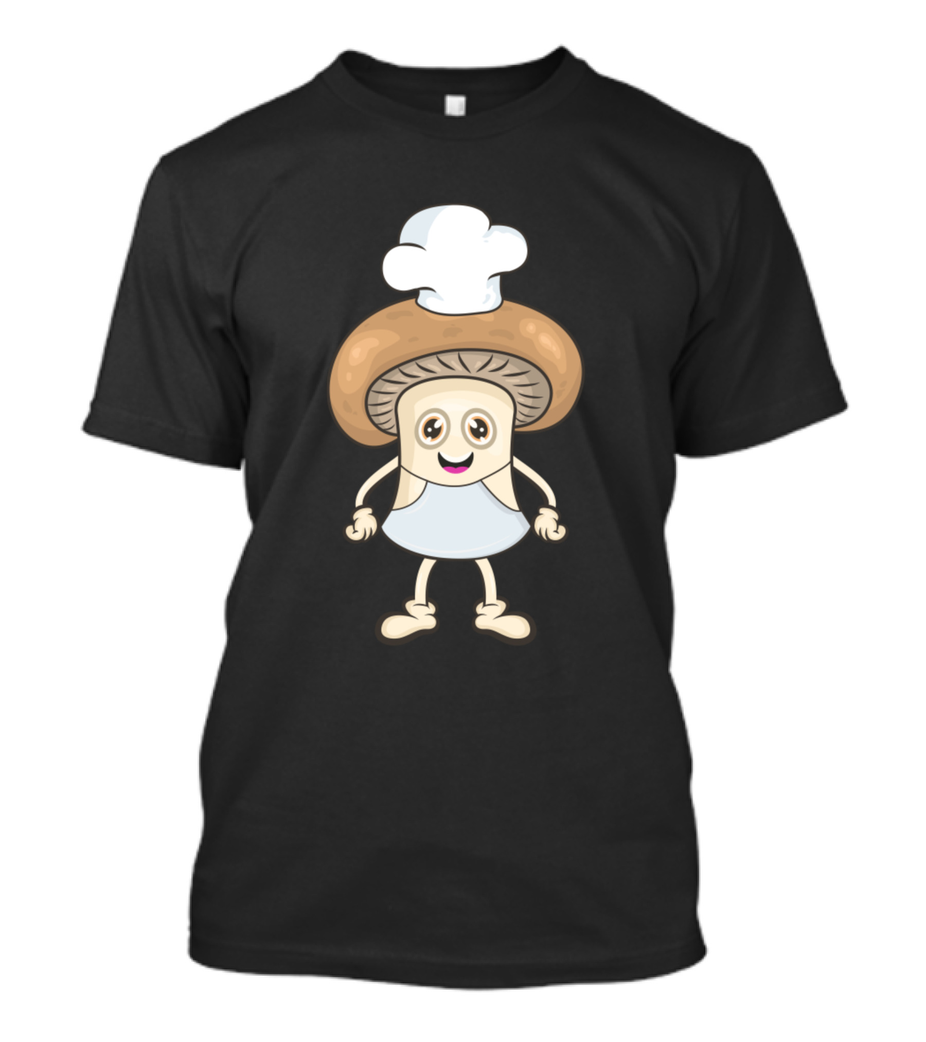 Mushroom Chef Cooking With Cute Smiling Face And Chef Hat T-Shirt
