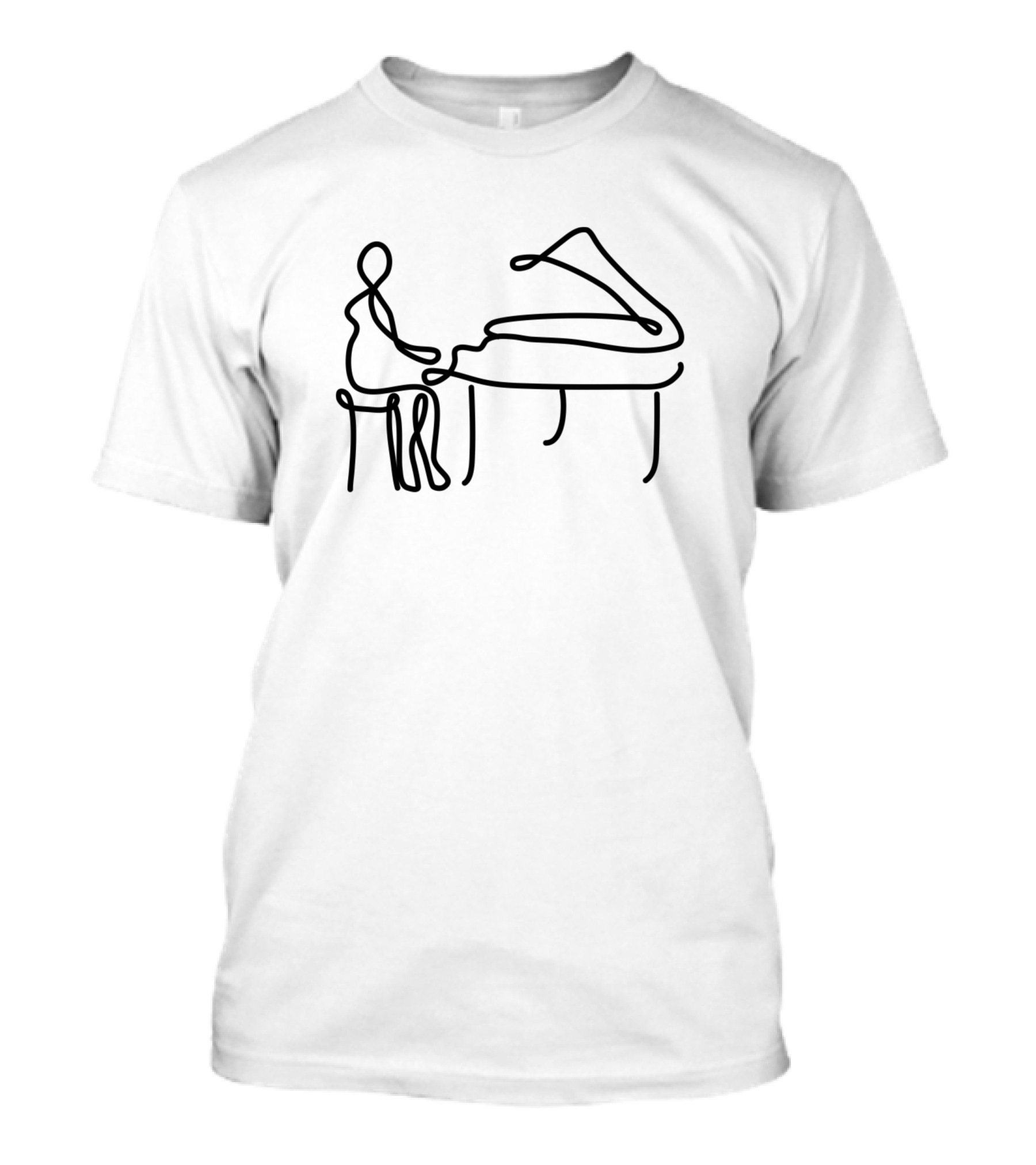 One Line Art Piano Player With Classic Grand Piano T-Shirt
