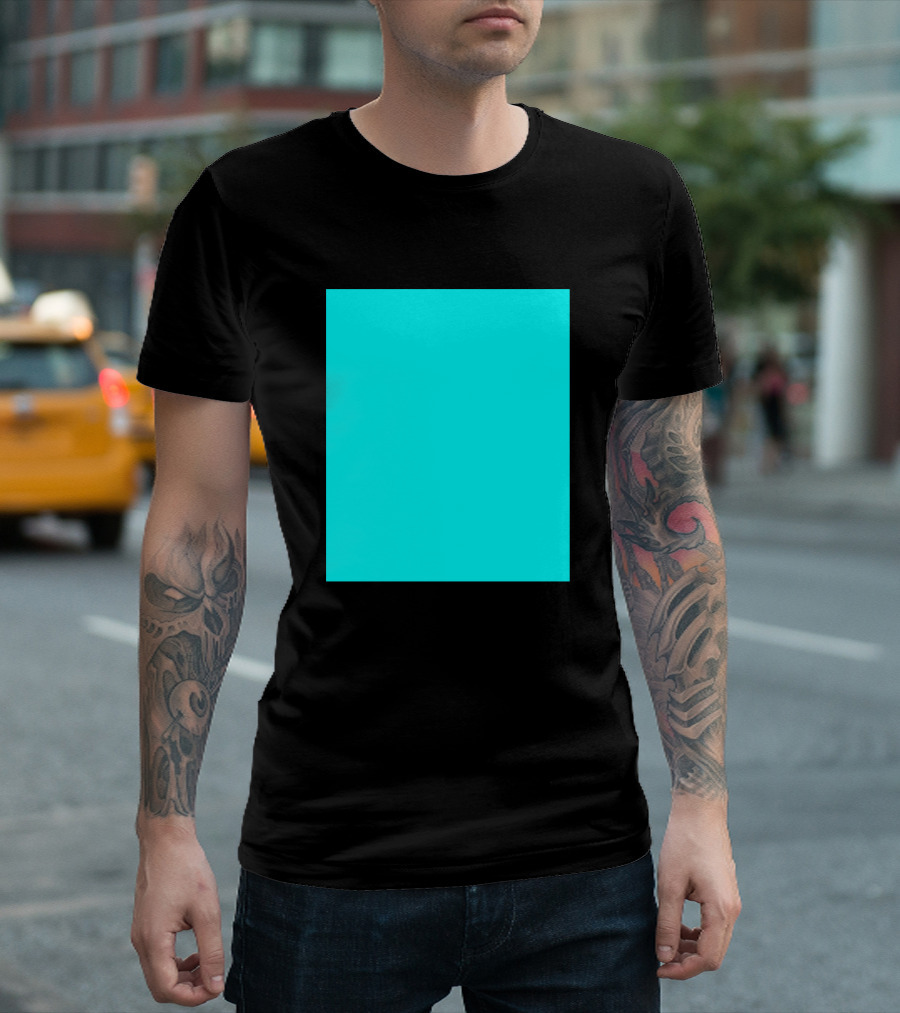 Plain Aqua Square T-Shirt