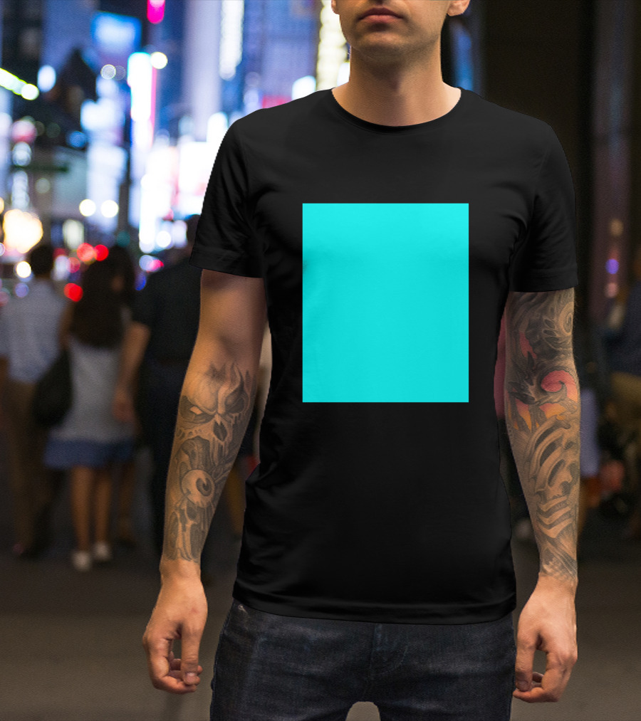 Plain Aqua Square T-Shirt