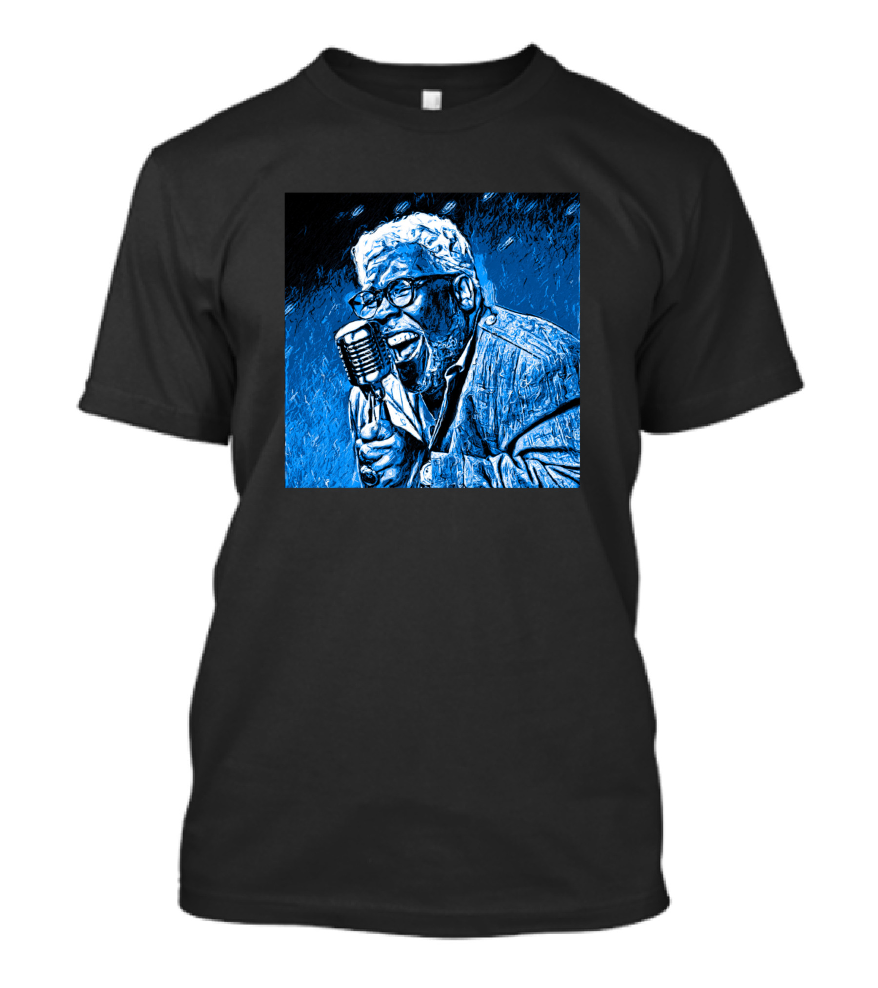 Rance Allen Singing With Vintage Microphone In Blue T-Shirt