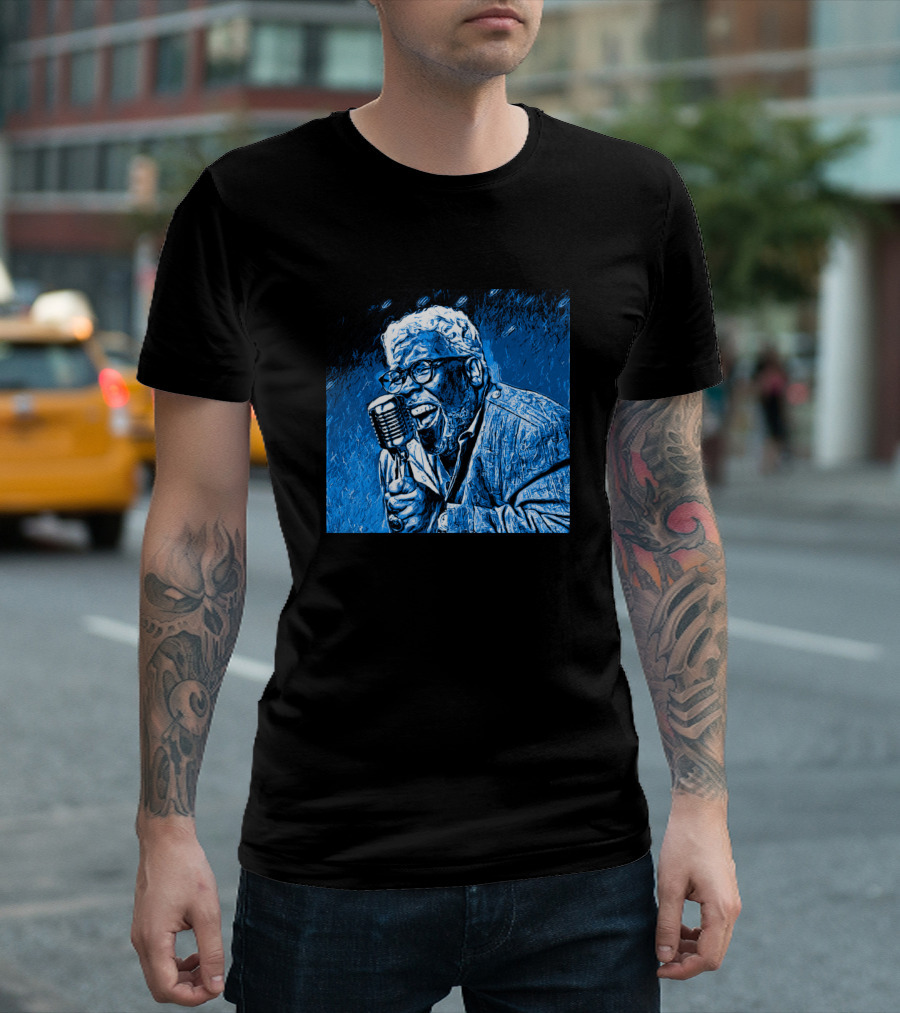 Rance Allen Singing With Vintage Microphone In Blue T-Shirt