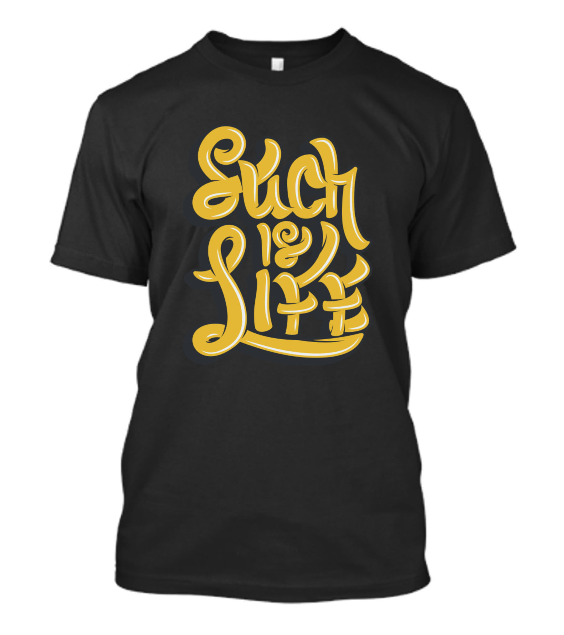 Such Is Life Retro Yellow Cursive Typography T-Shirt