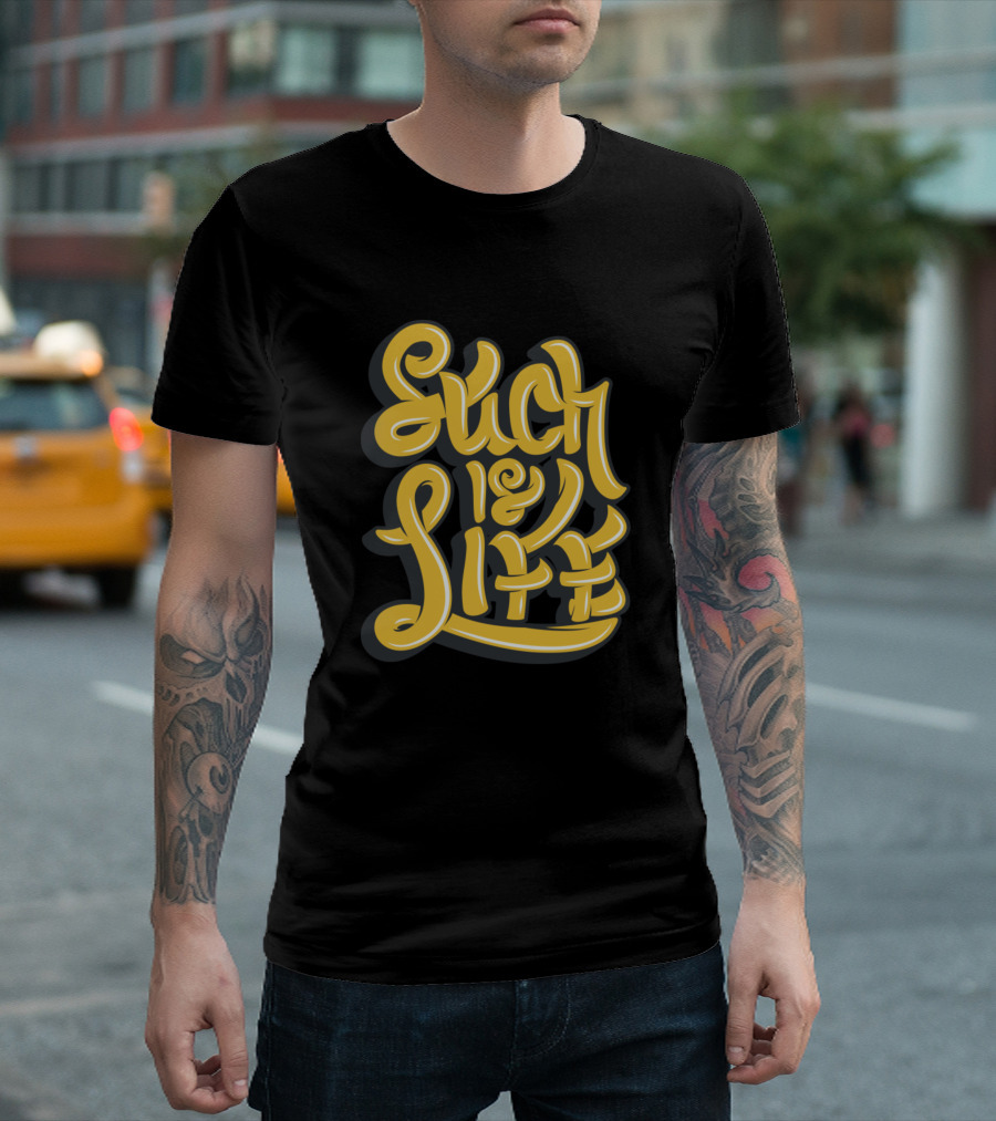 Such Is Life Retro Yellow Cursive Typography T-Shirt