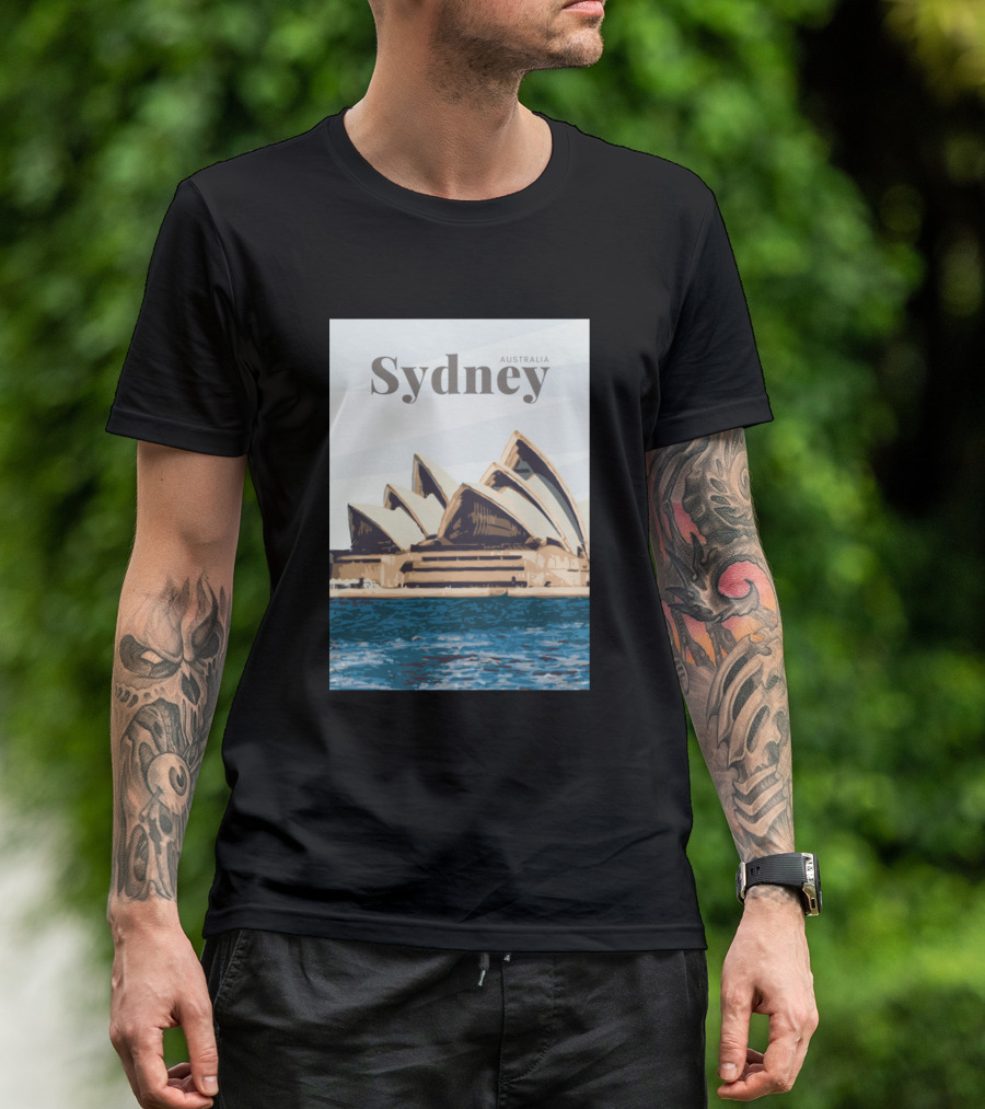 Sydney Australia Opera House Watercolor Art Scene T-Shirt