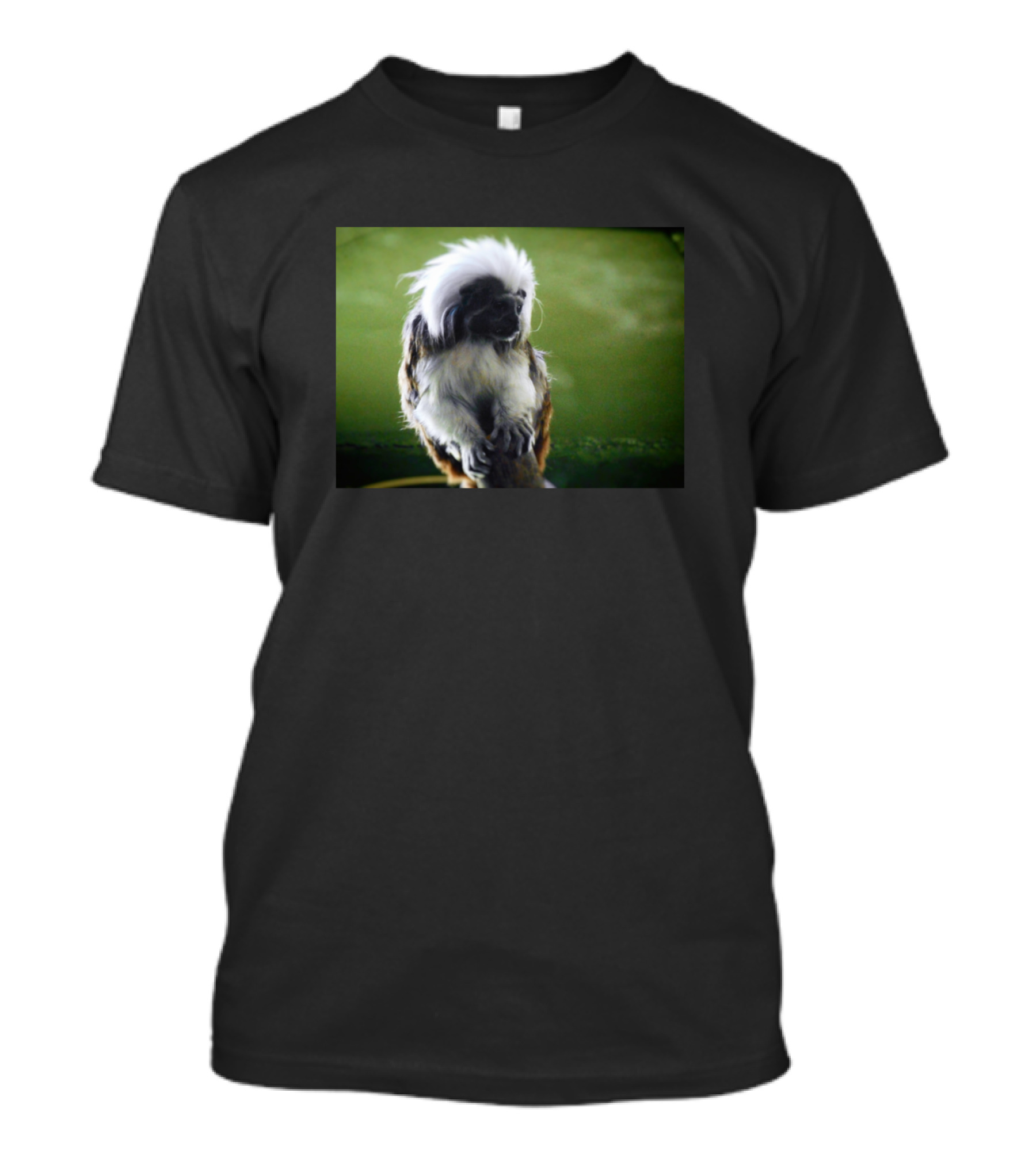 The Wise Looking Tamarin On A Forest Green Background T-Shirt