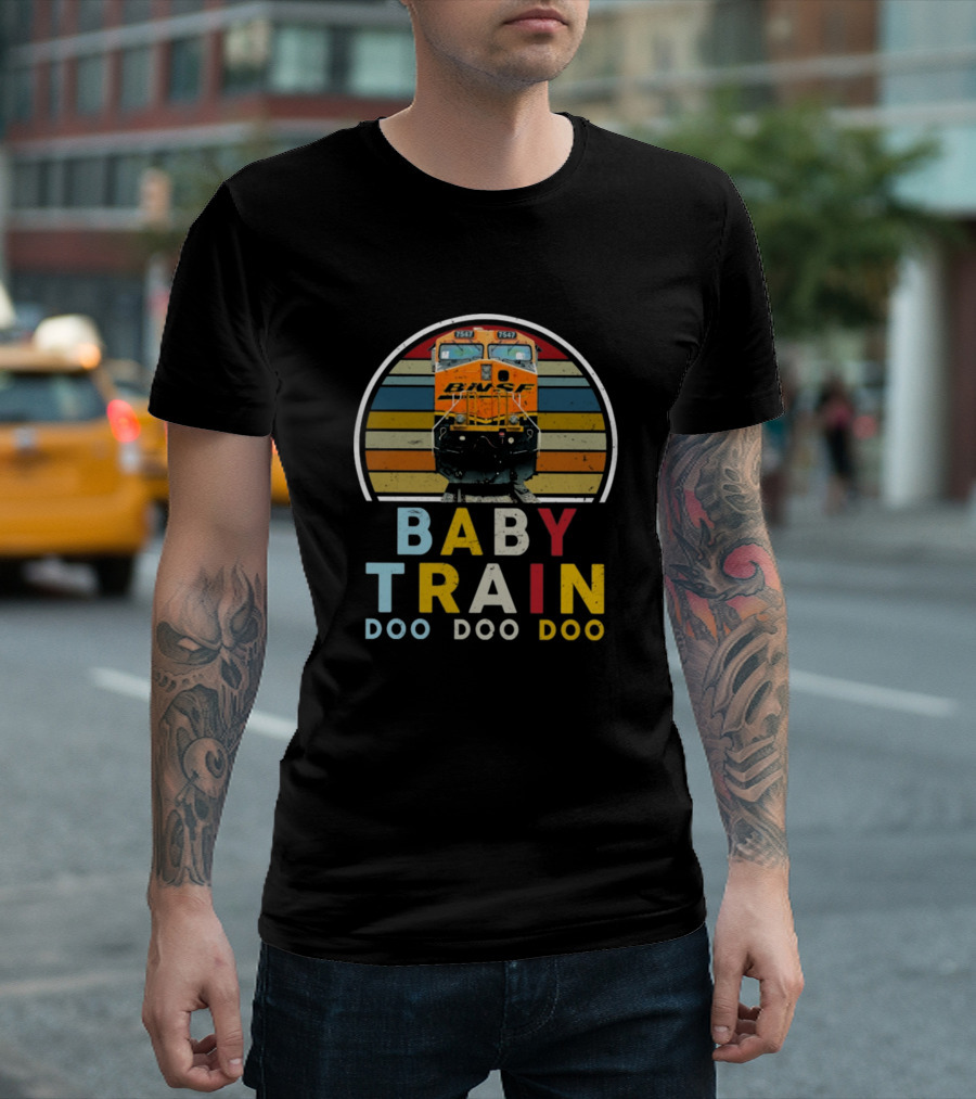 BABY TRAIN DOO DOO DOO Retro Sunset Train T-Shirt