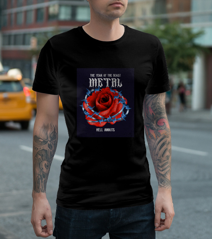 The Year of the Beast Metal Rose Hell Awaits T-Shirt